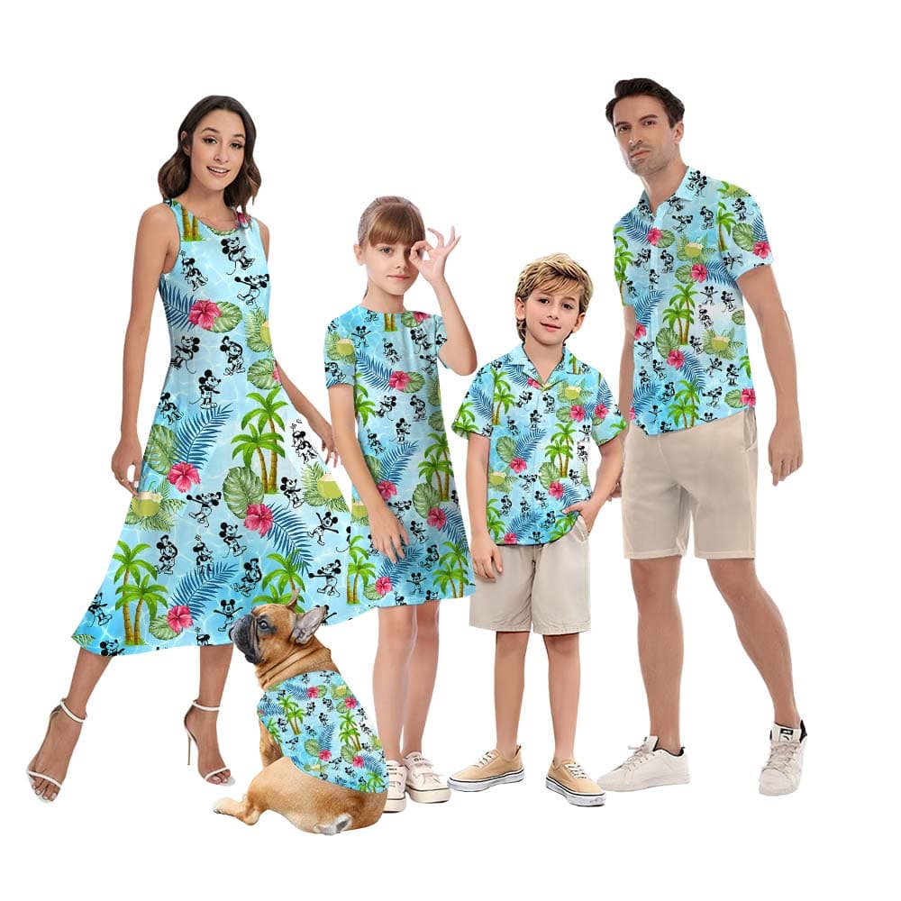 Steamboat Willie Mickey Hawaiian Matching Outfit For Beach Vacation