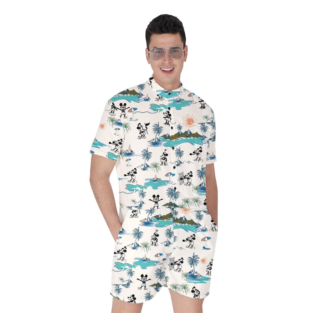 Steamboat Willie Mickey Minnie Beach Romper For Men