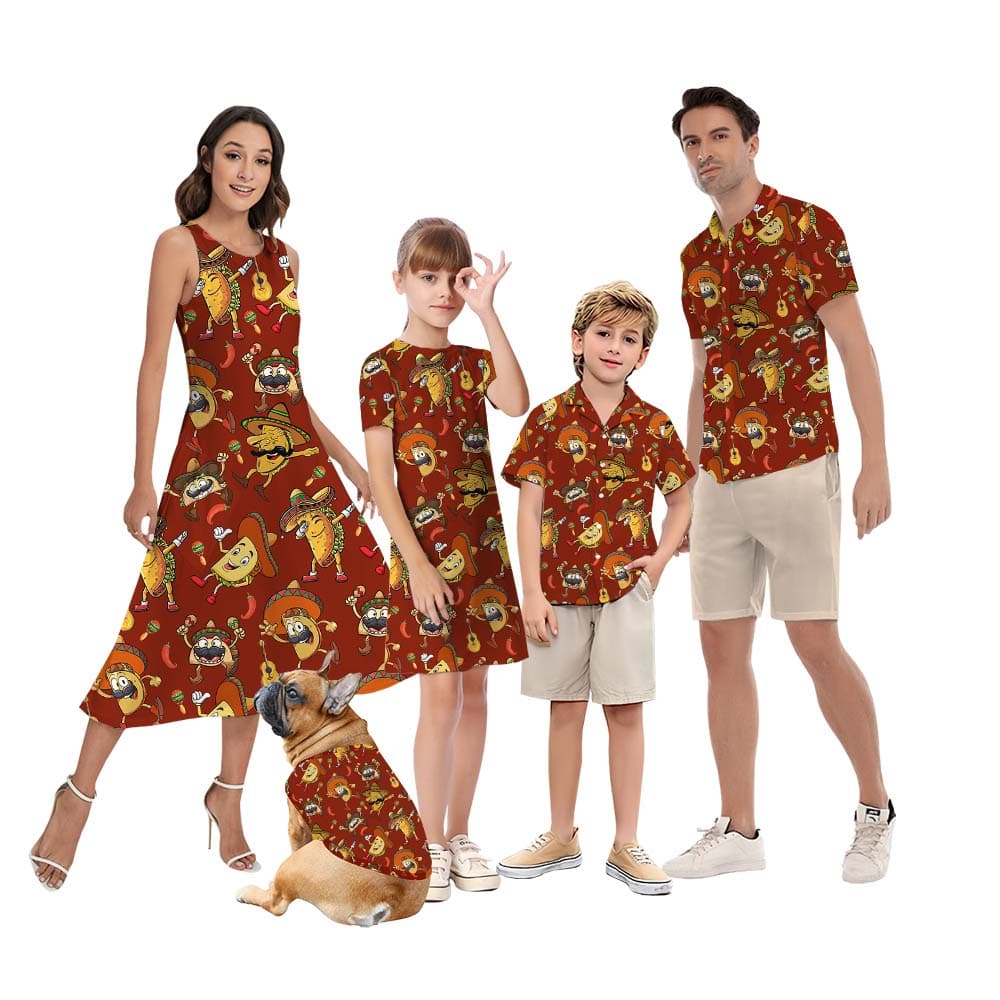 Taco Bell Mexico Matching Family Hawaiian Outfits