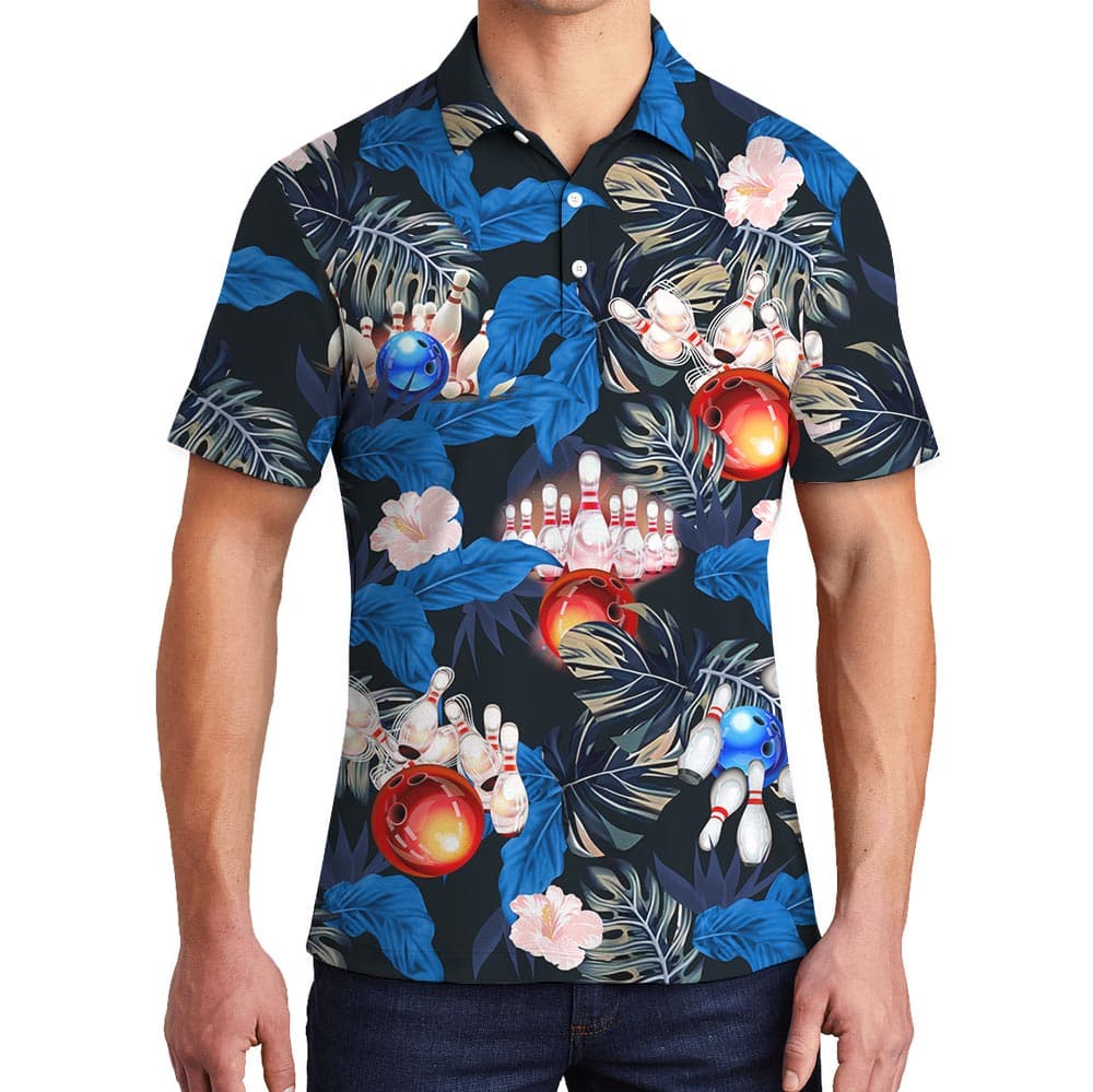 Tropical Bowling Polo Hawaiian Shirt Collared