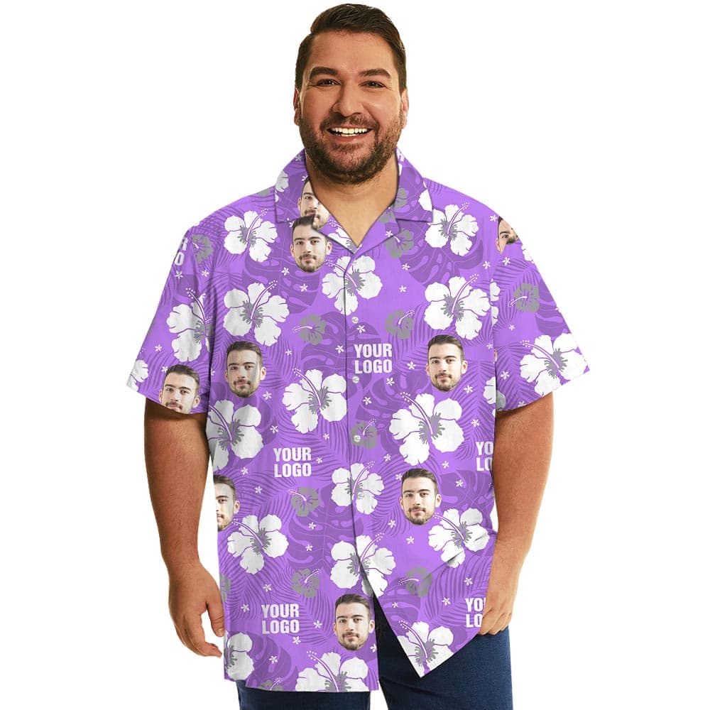 Unique Purple Aloha Shirt With Custom Logo For Team