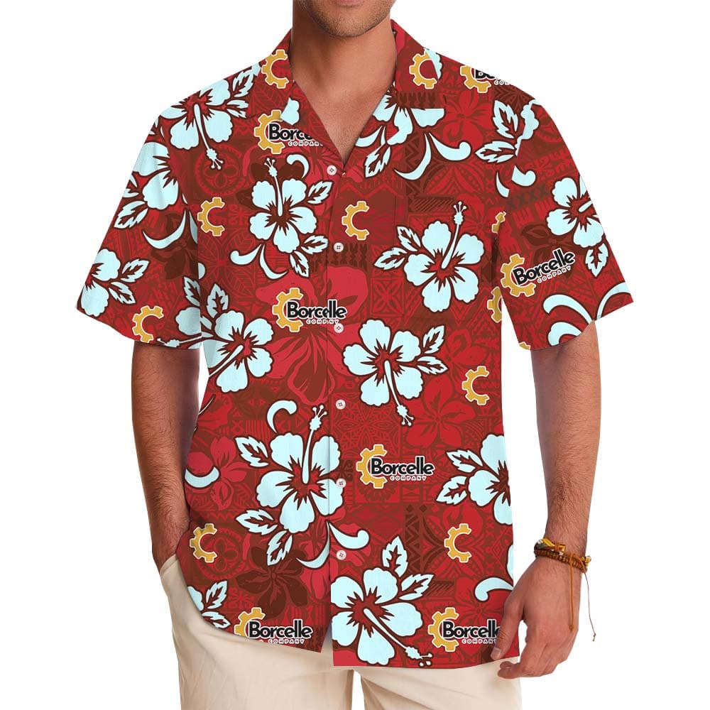 Unique Red Hibiscus Hawaiian Shirt With Custom Logo
