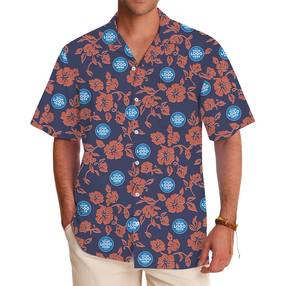 Vintage Floral Hawaiian Shirt With Logo Or Face