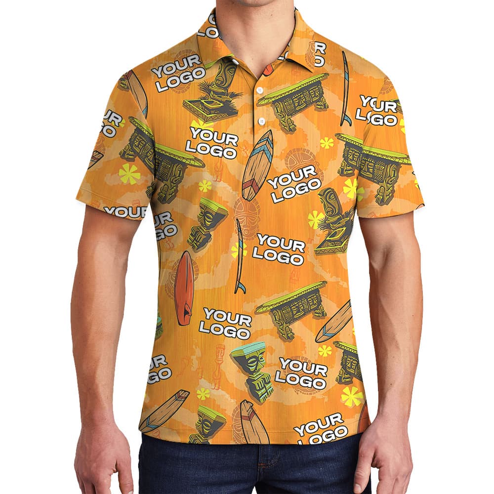 Vintage Tiki Surfing Polo Shirt With Custom Logo5