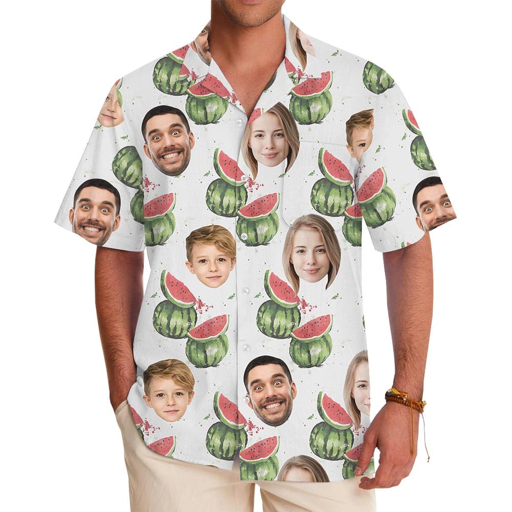 Watermelon Custom Family Hawaiian Shirt With Multiple Faces