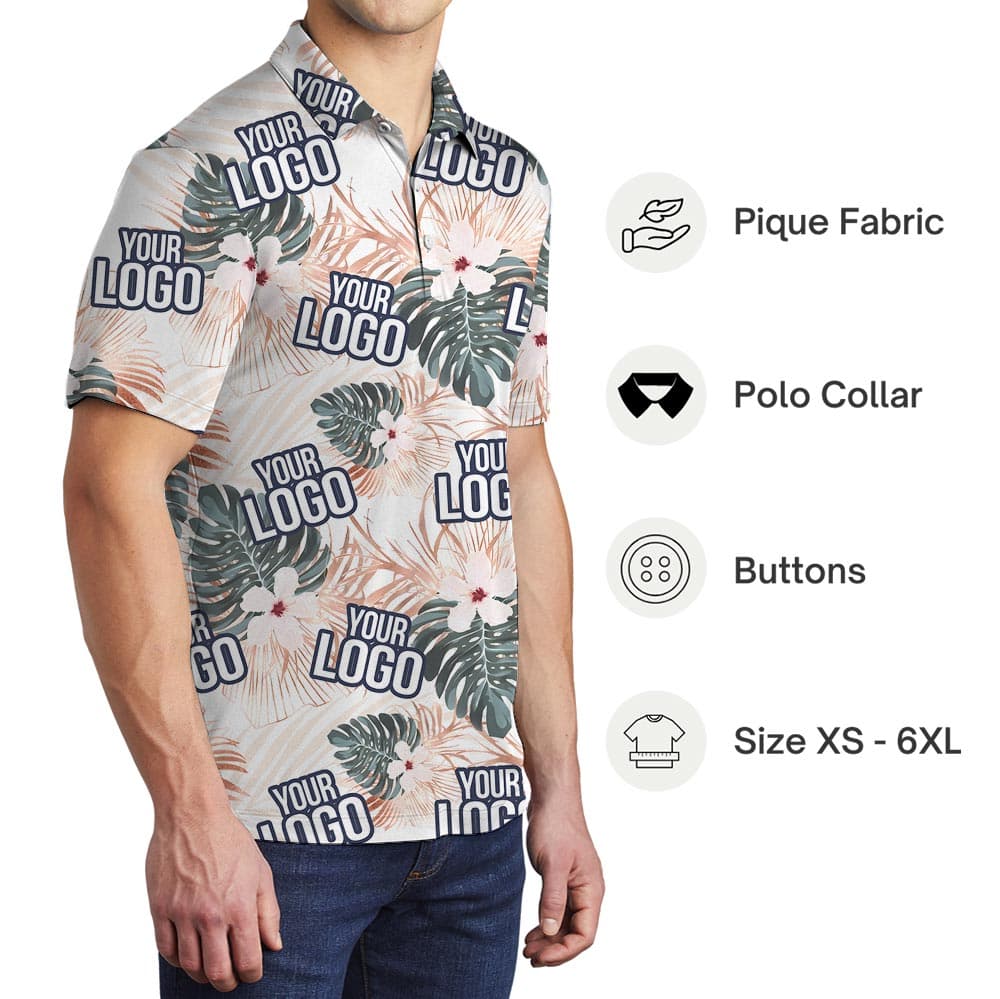 Your Team Logo Performance Polo Shirt Tropical