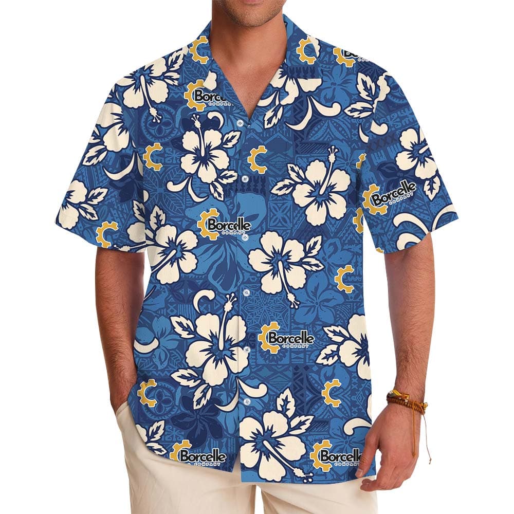 Your Logo On Blue Hawaiian Shirt
