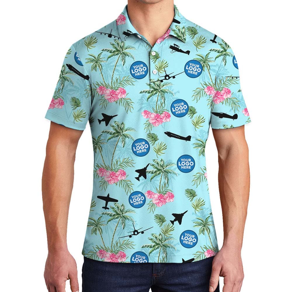 Air Force Beach Aloha Polo Shirt With Custom Logo