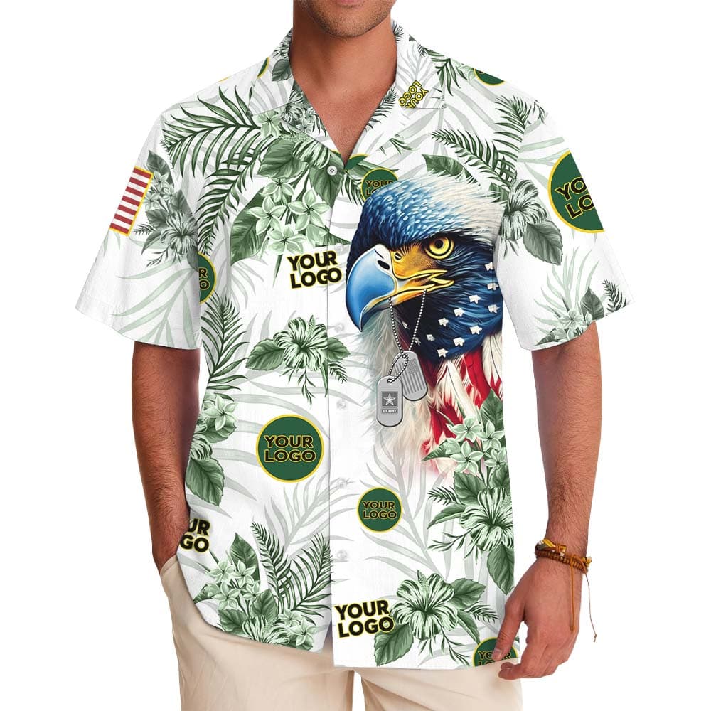 America Eagle Army Military Aloha Shirt With Custom Logo1