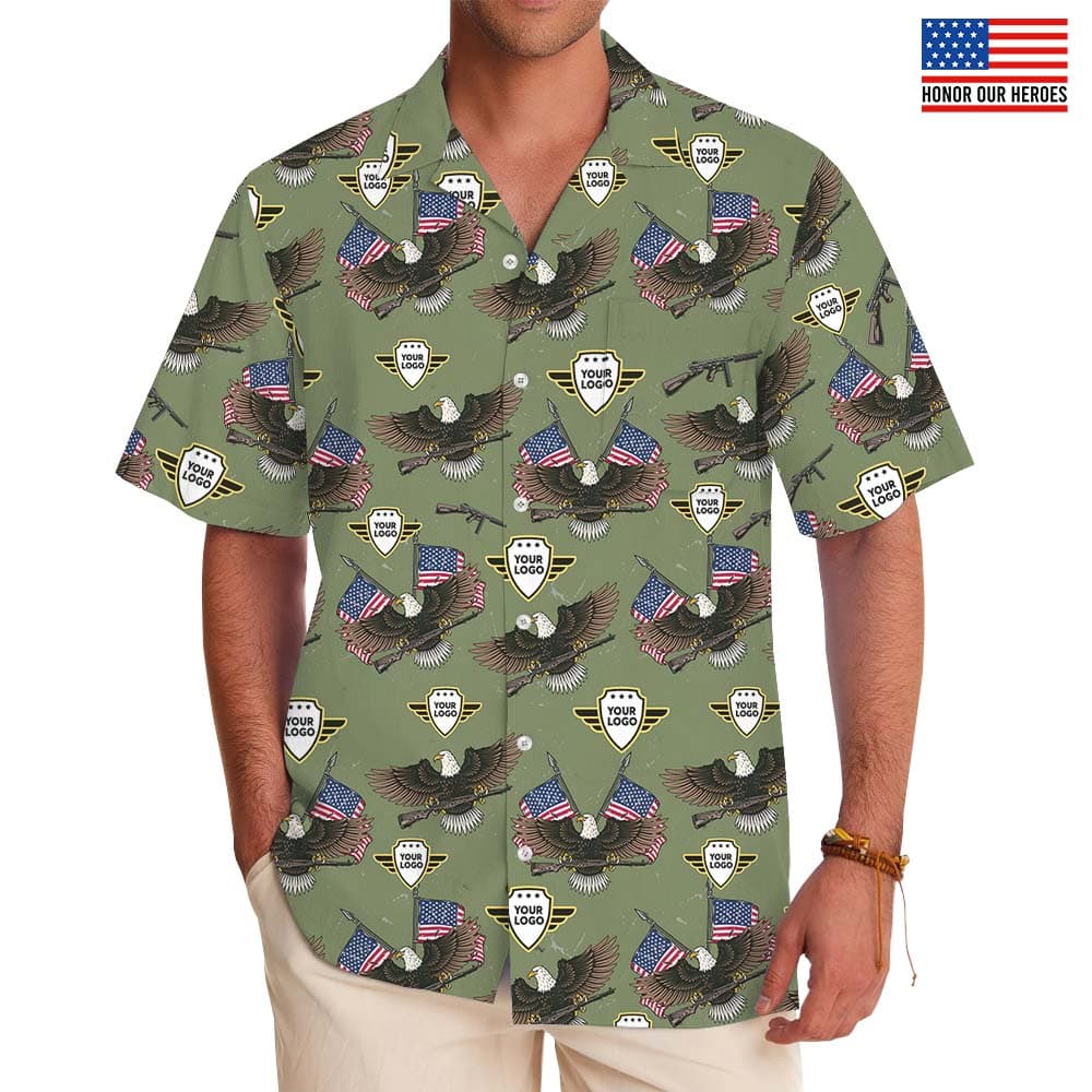 American Eagle Custom Military Hawaiian Shirt With Logo1