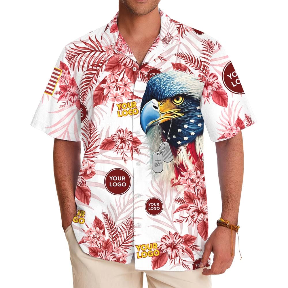 American Eagle Marine Corps Hawaiian Shirt With Logo