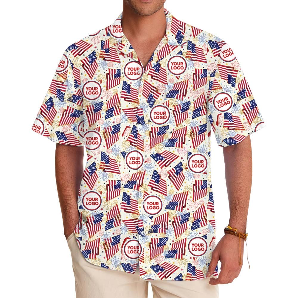 American Flag Firework Hawaiian Shirt With Custom Face1