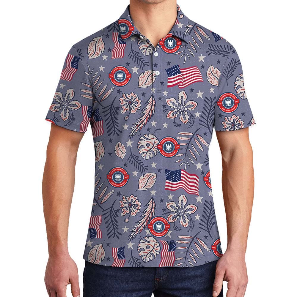 American Flag Tropical Polo Shirt With Your Own Logo