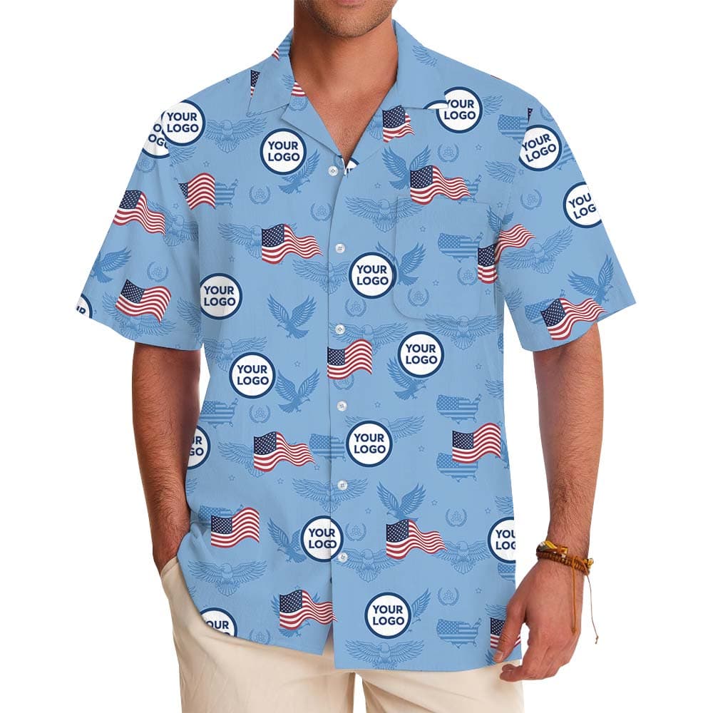 American Pride Blue Hawaiian Shirt With Custom Face1