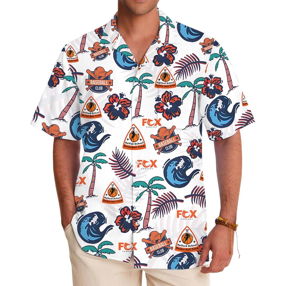 Beach Vibe Button Up Shirts With Multiple Logos On Them
