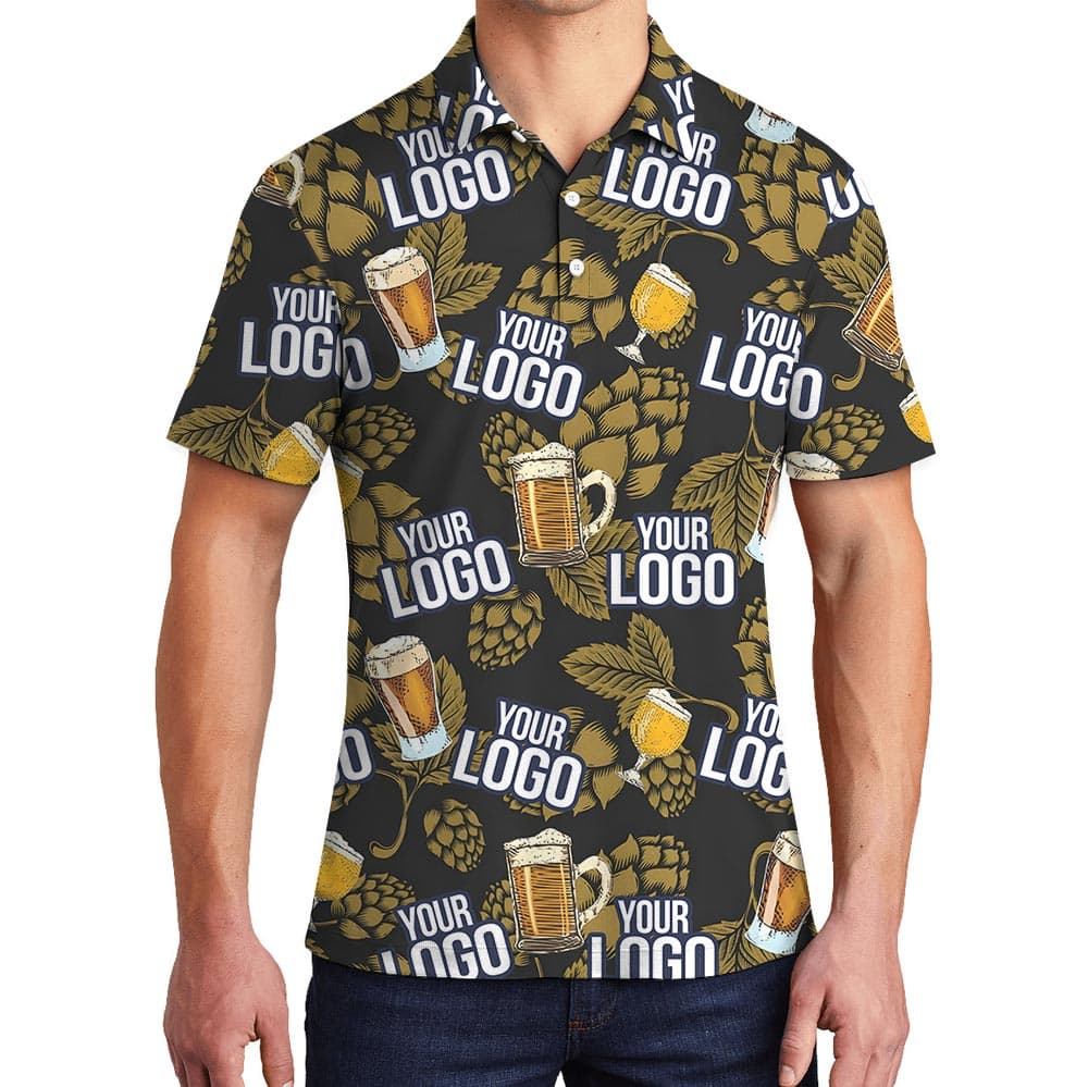 Beer Personalized Black Hawaiian Polo Shirt With Custom Logo