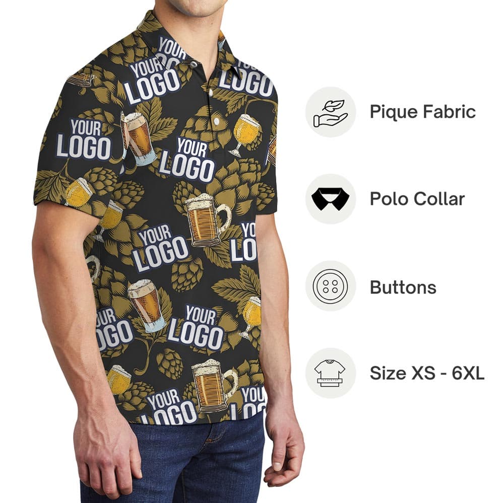 Beer Personalized Black Hawaiian Polo Shirt With Custom Logo (3)