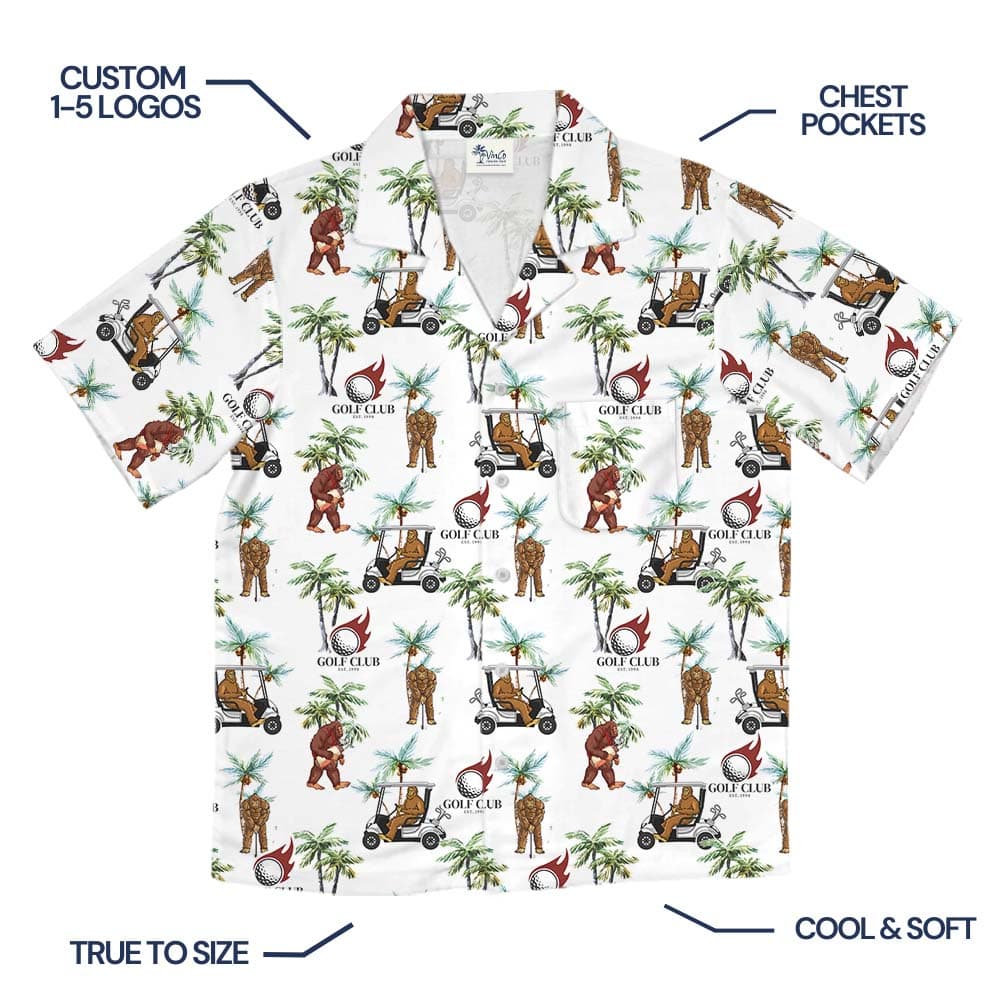 Bigfoot Beach Golf Hawaiian Shirt With Custom Logo