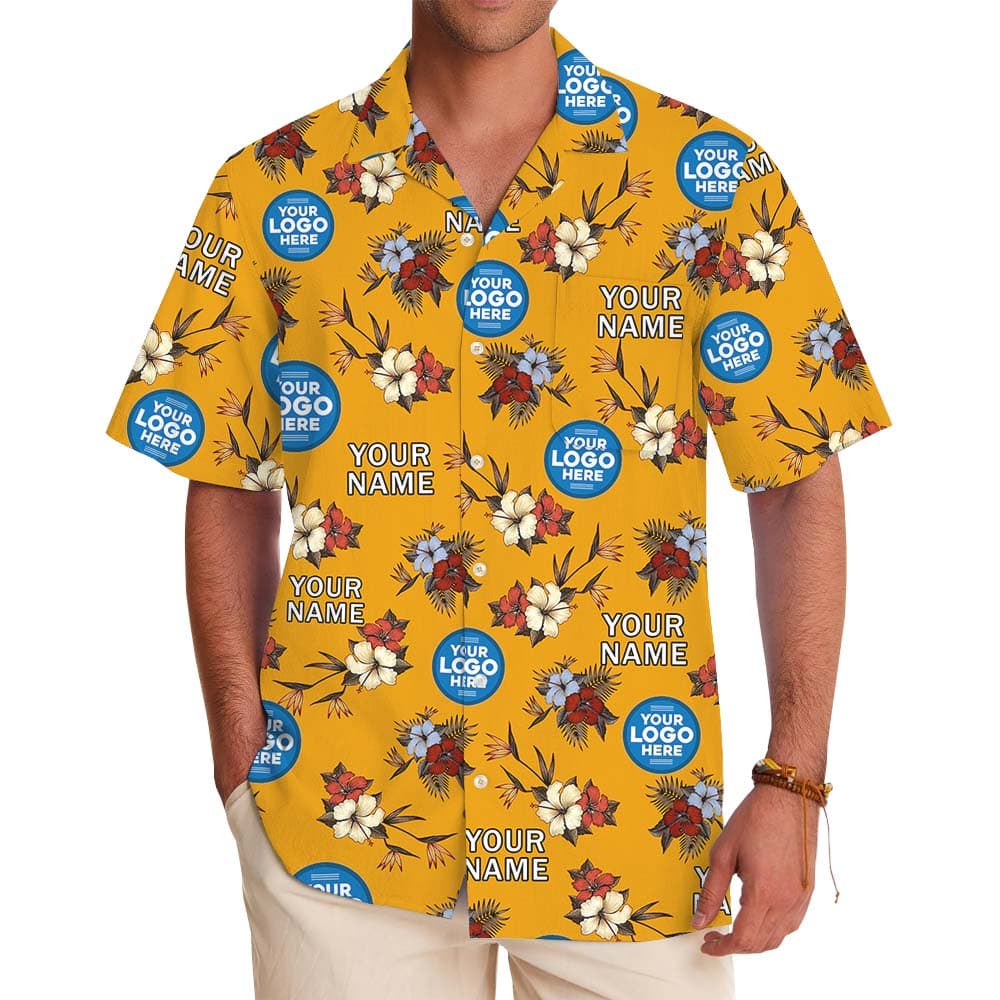 Blossom Yellow Custom Logo Button Up Shirt For Company