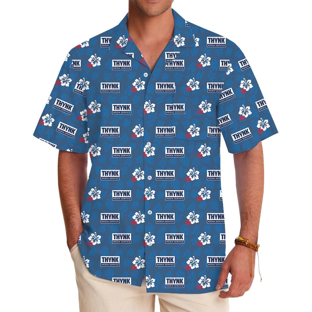 Blue Bloom Personalized Logo Hawaiian Shirt No Minimum