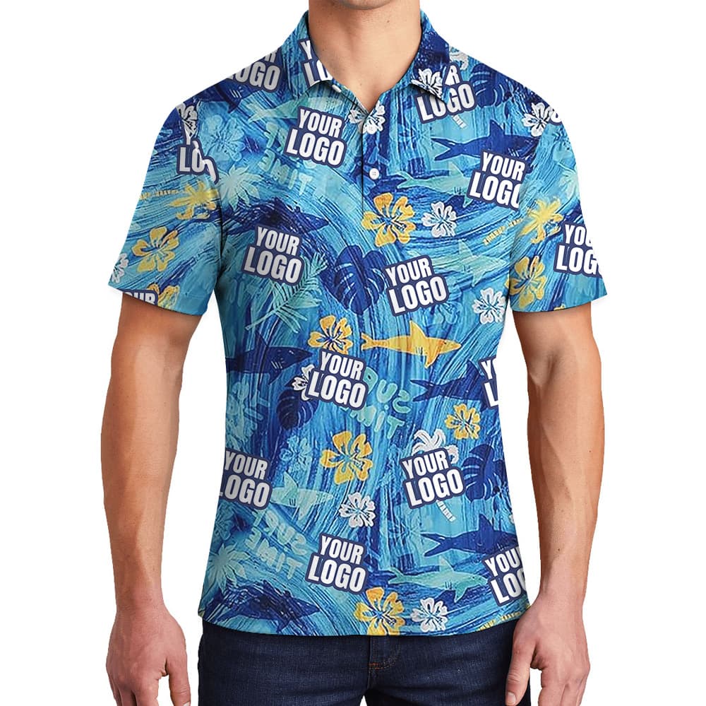 Blue Shark Polo Shirt With Custom Logo4