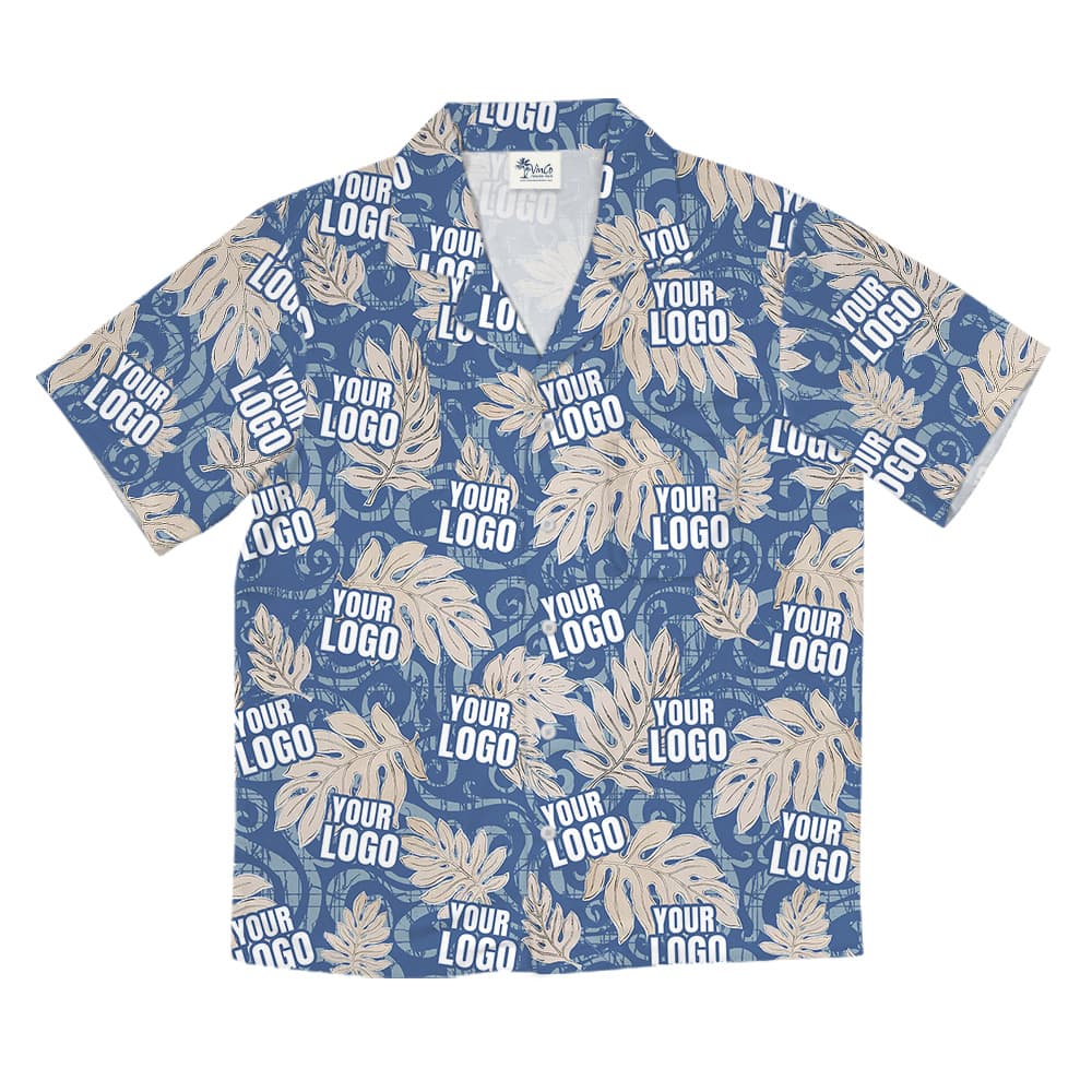 Bulk Custom Logo Vintage Blue Hawaiian Shirt For Men And Women