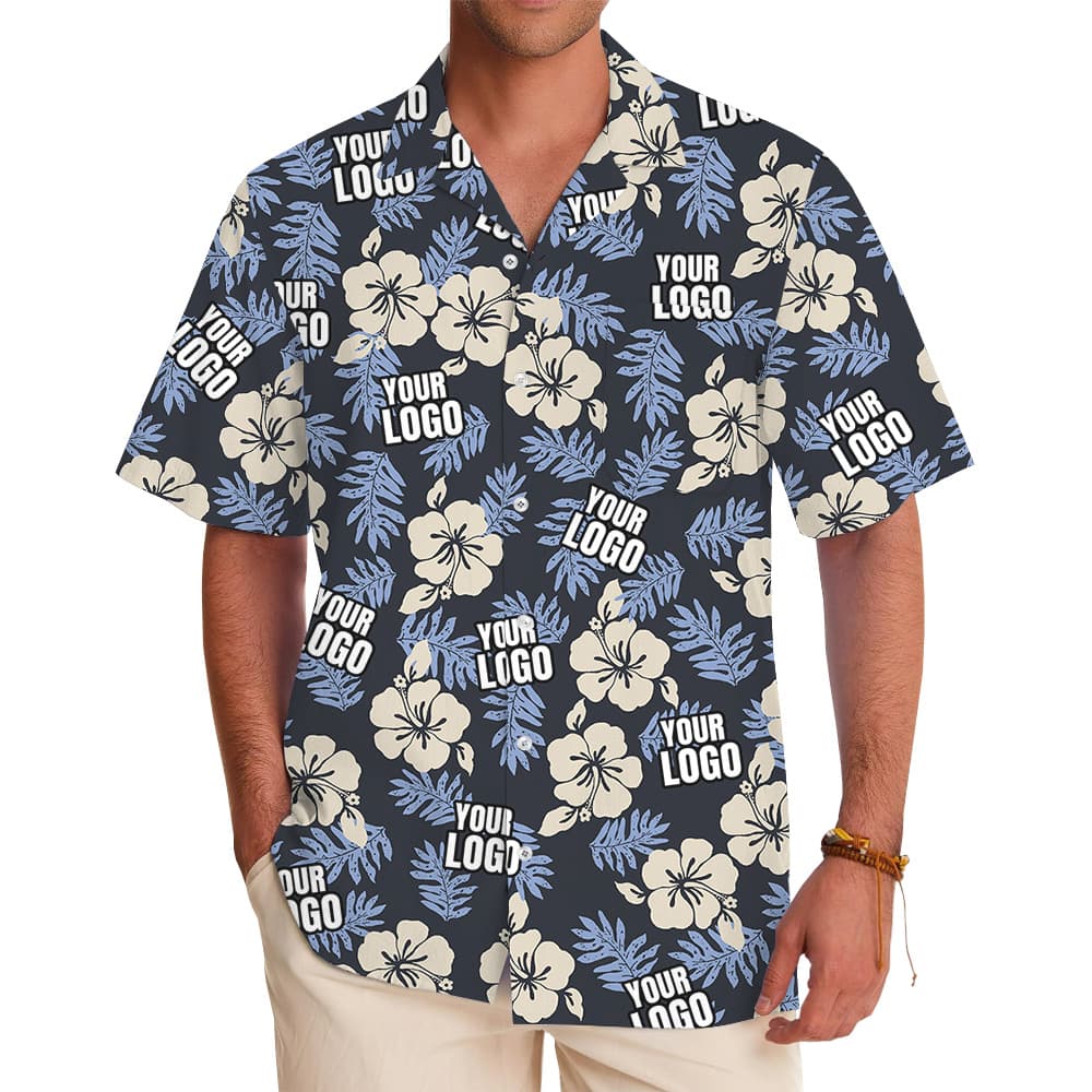 Bulk Custom Logo Vintage Floral Hawaiian Shirt
