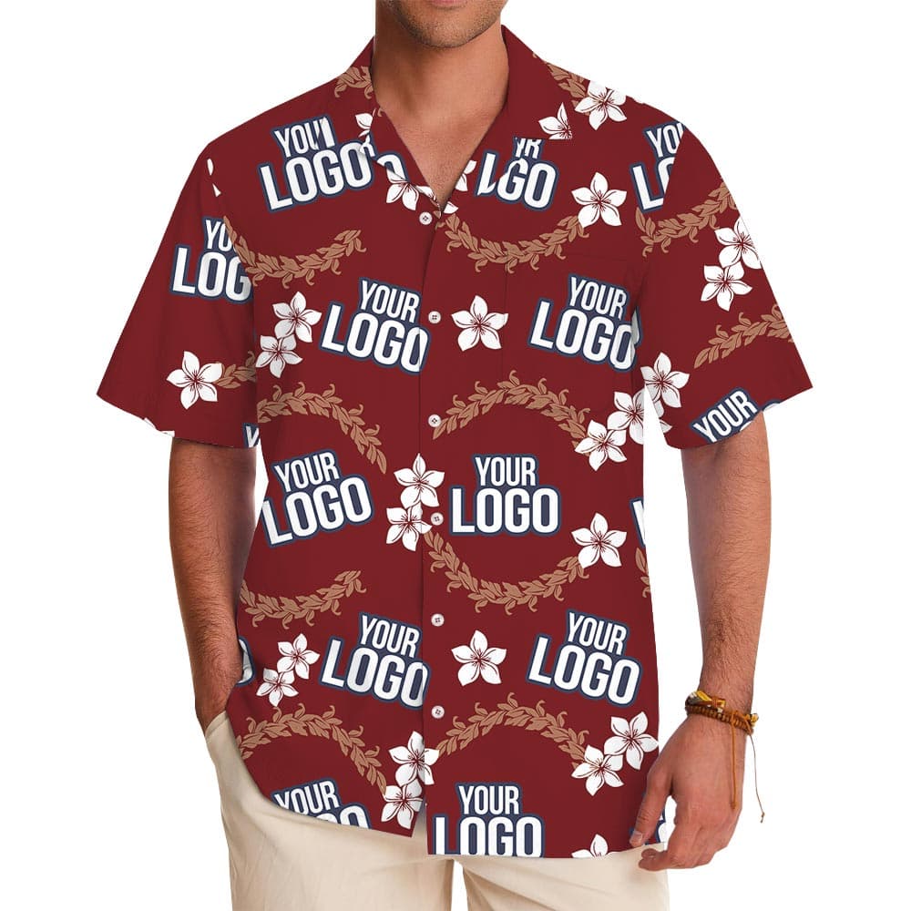 Bulk Order Red Aloha Shirt With Team Logo with preview