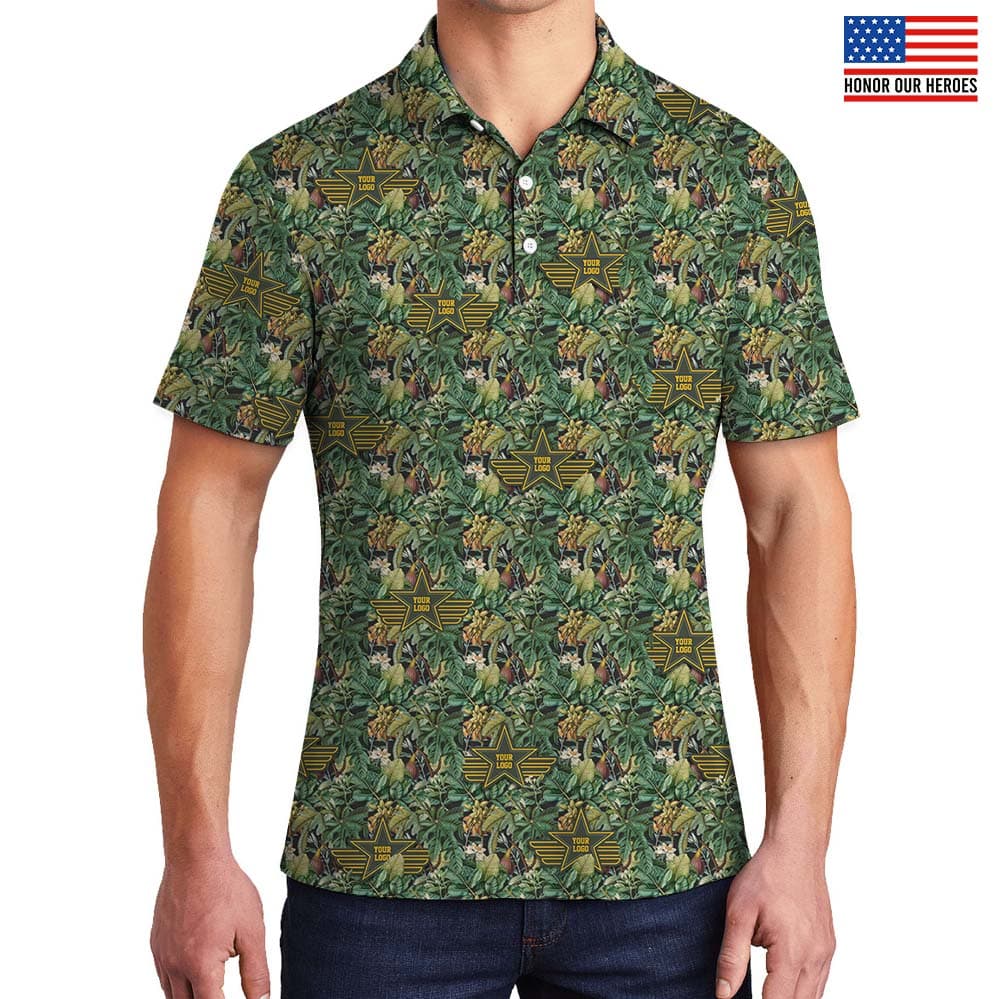 Camo Flora Military Polo Shirt With Custom Logo