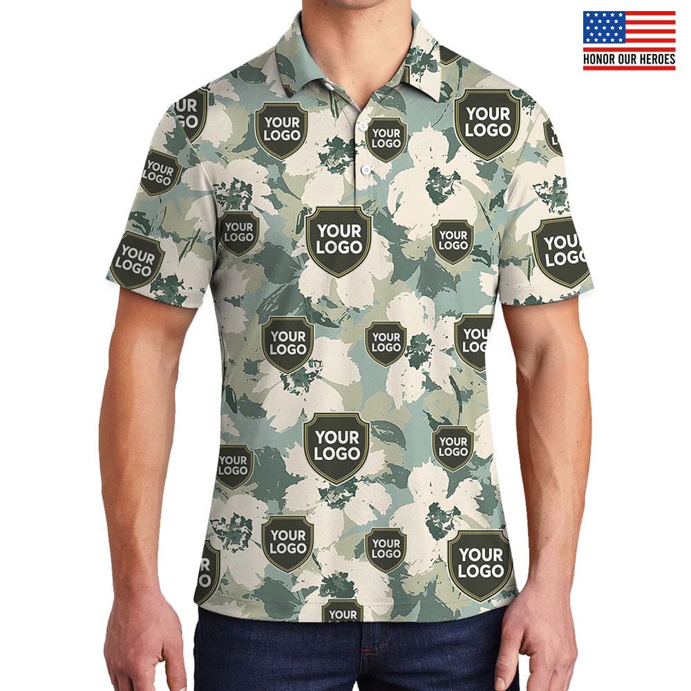 Camouflage Logo Collared Polo Shirt For Military Group