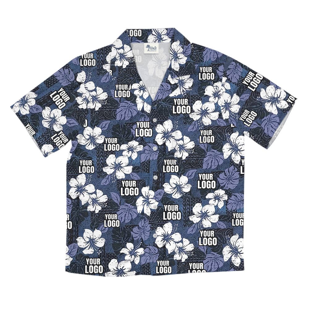 Custom 1-4 Logos Vintage Navy Hawaiian Shirt