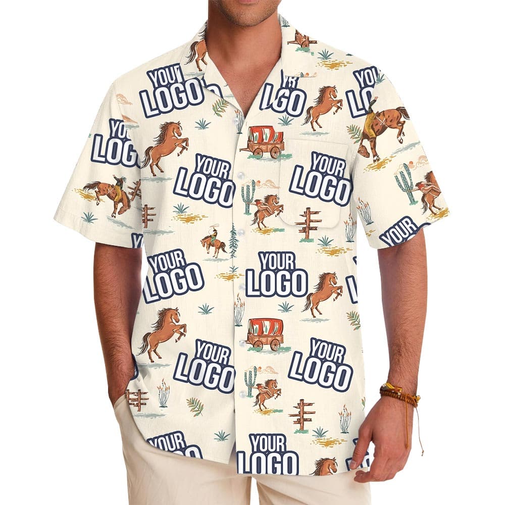 Custom Any Logo Cowboy Desert Hawaiian Shirt