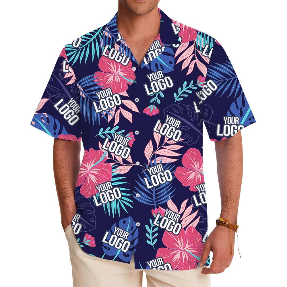 Custom Company Logo Colorful Tropical Shirt With Preview