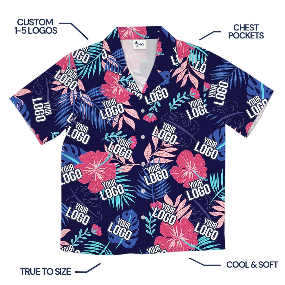 Custom Company Logo Colorful Tropical Shirt With Preview (3)