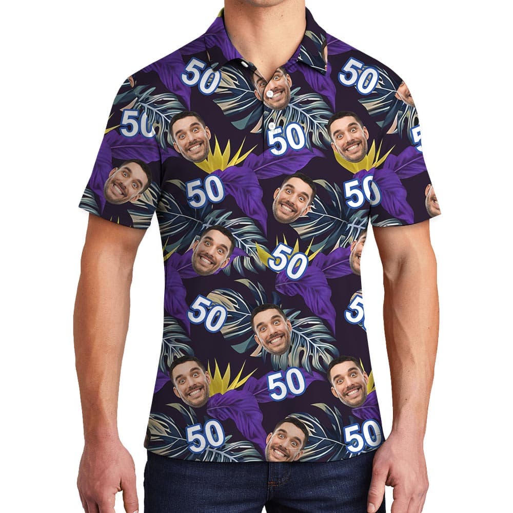 Custom Face Birthday Polo Collared Shirt