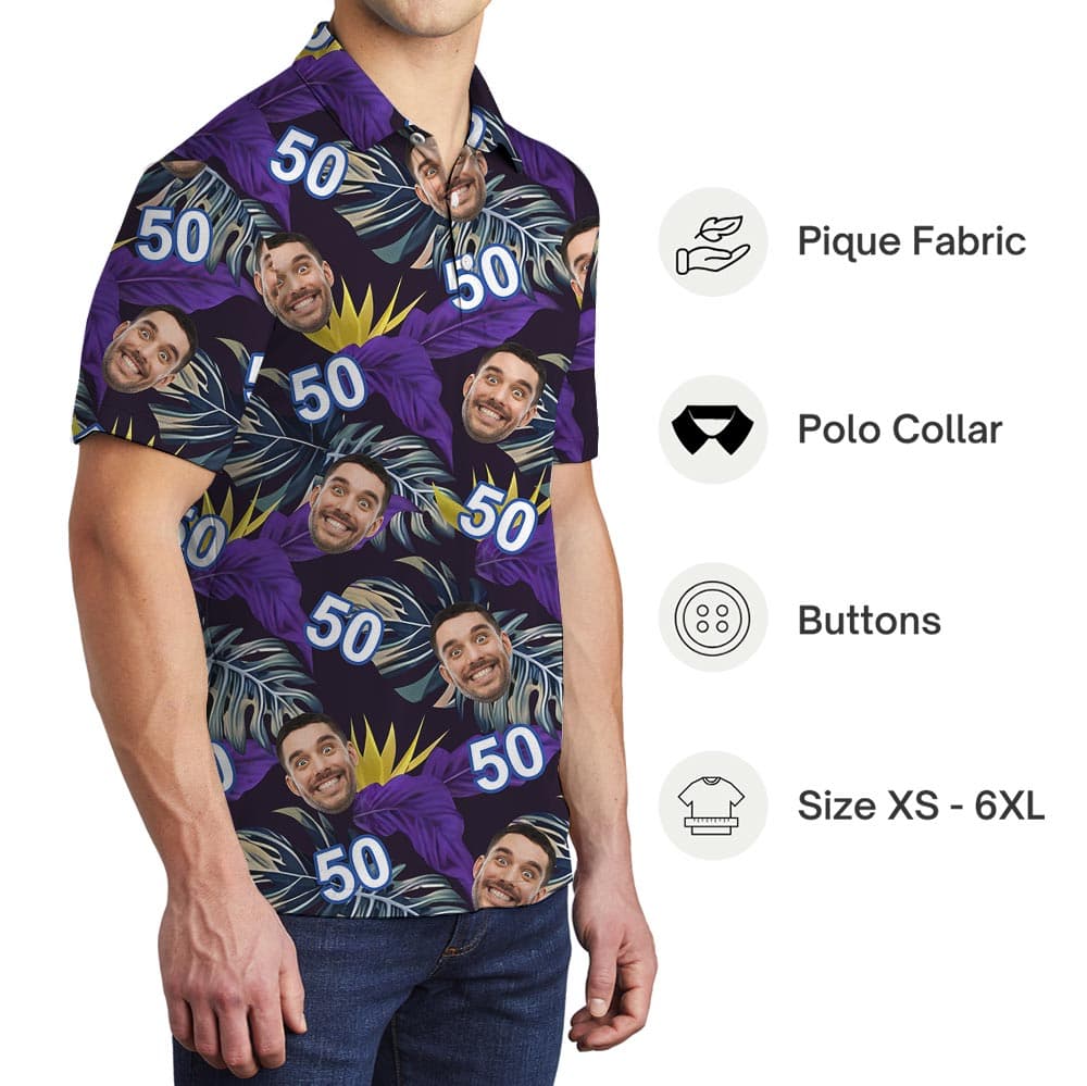 Custom Face Birthday Polo Collared Shirt (3)