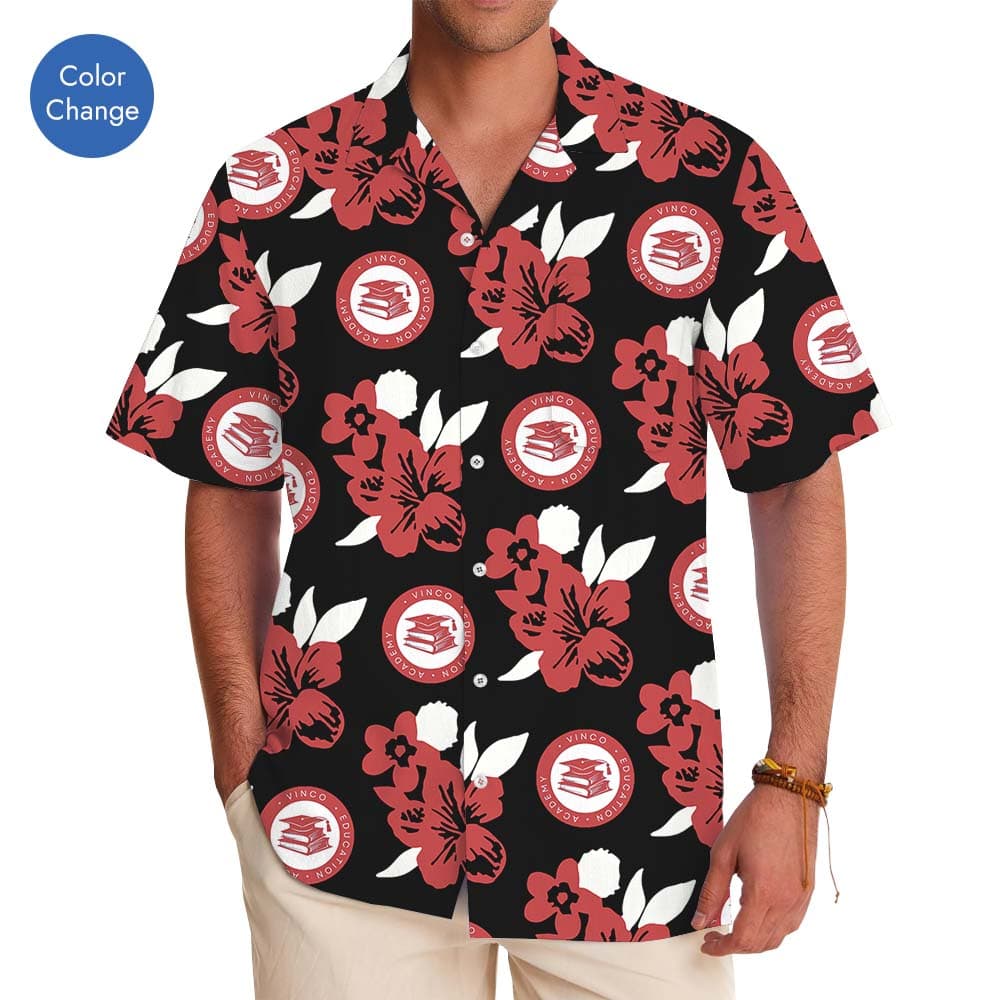 Custom Floral Hawaiian Shirt For Red Logo