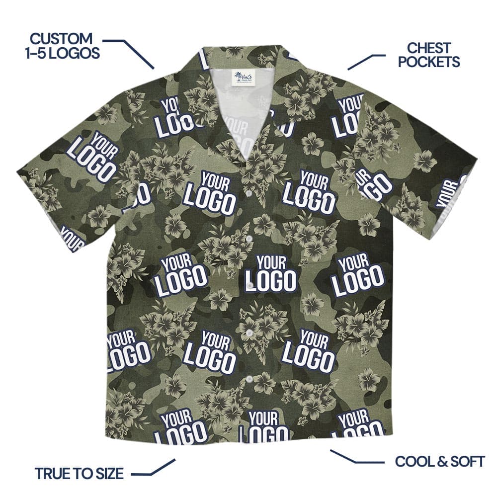 Custom Hibiscus Camouflage Hawaiian Shirt For Military Unit
