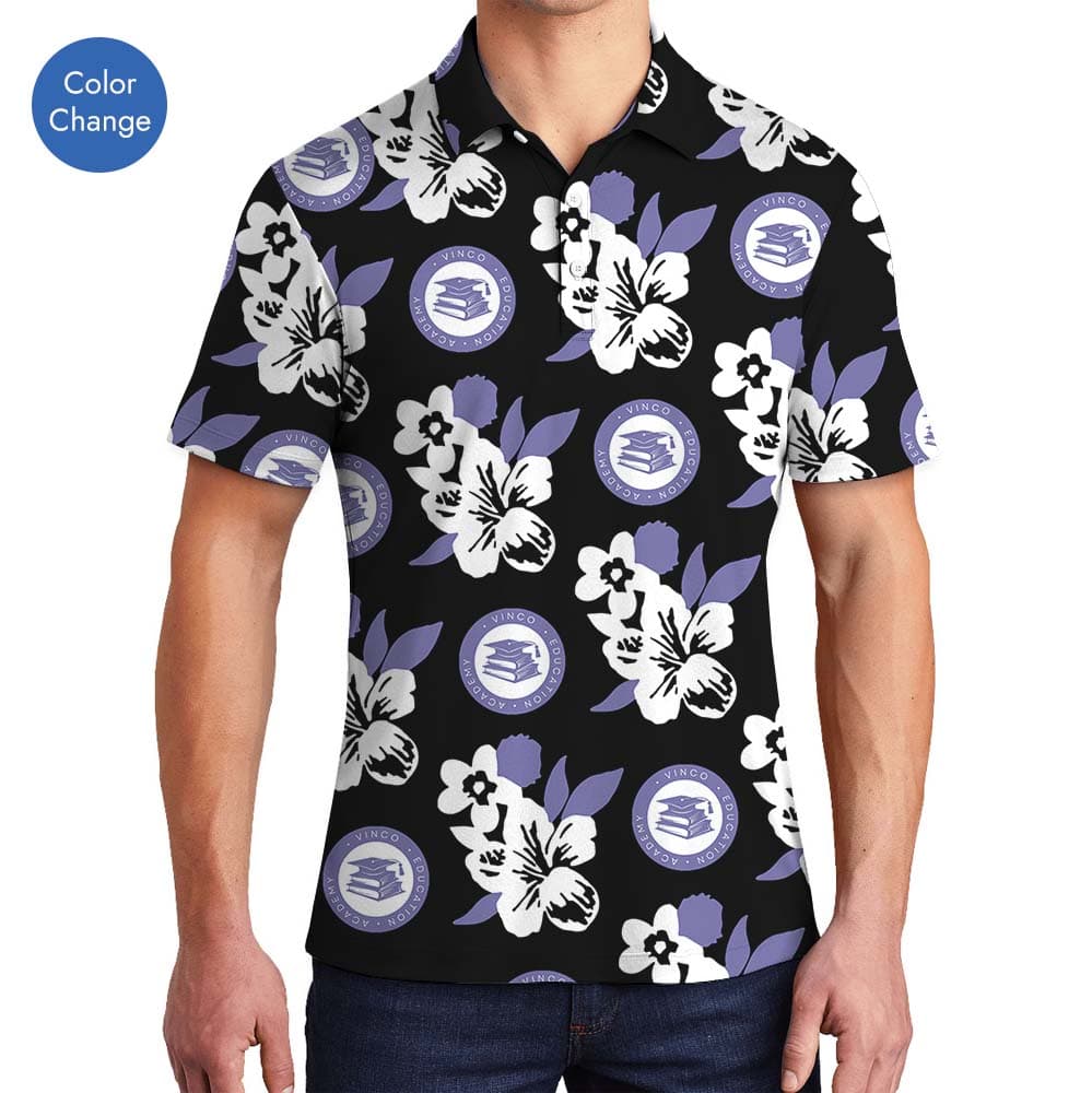 Custom Logo And Color Floral Polo Shirt For Brand Promotion