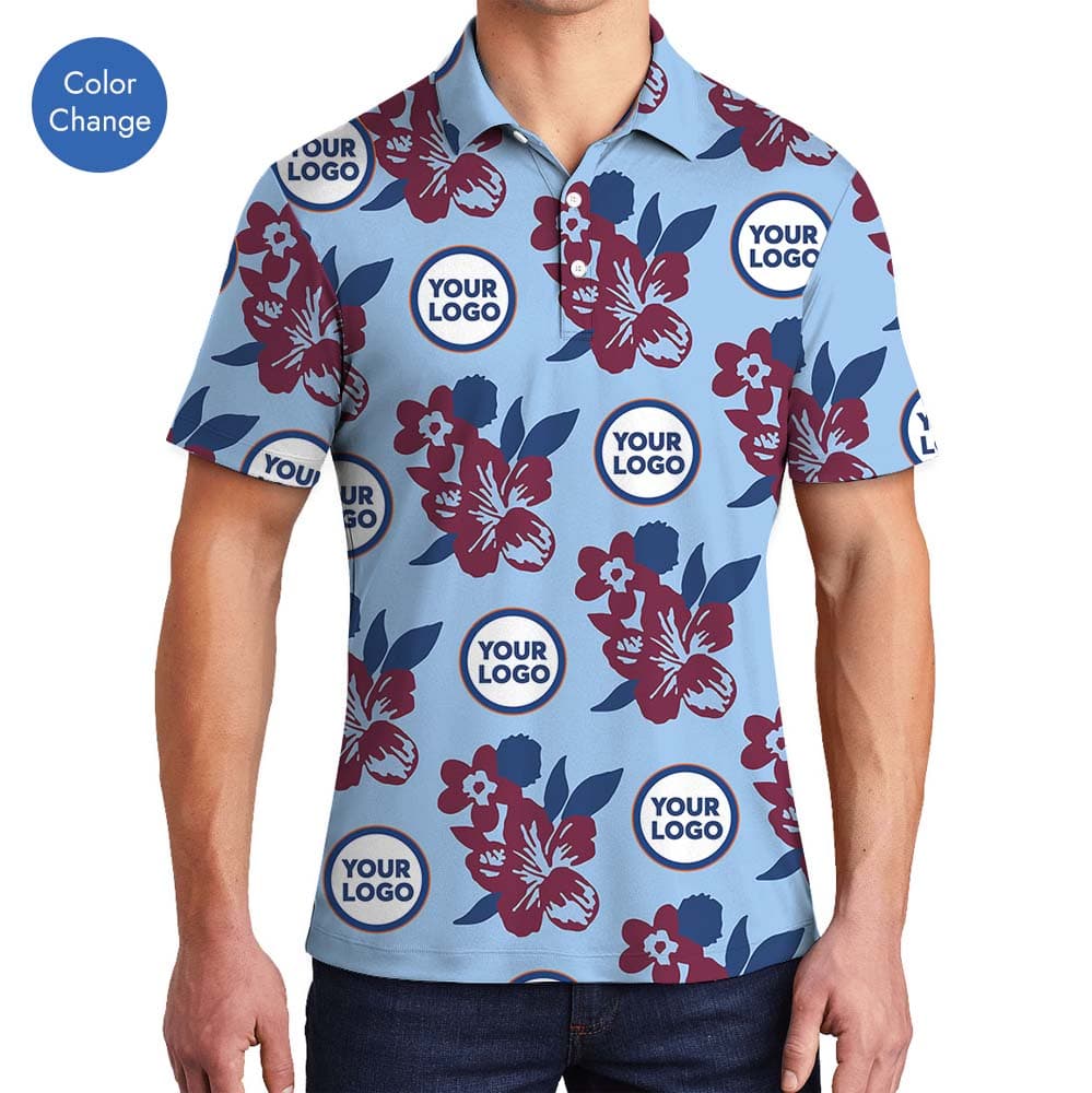 Custom Logo And Color Floral Polo Shirt For Branding