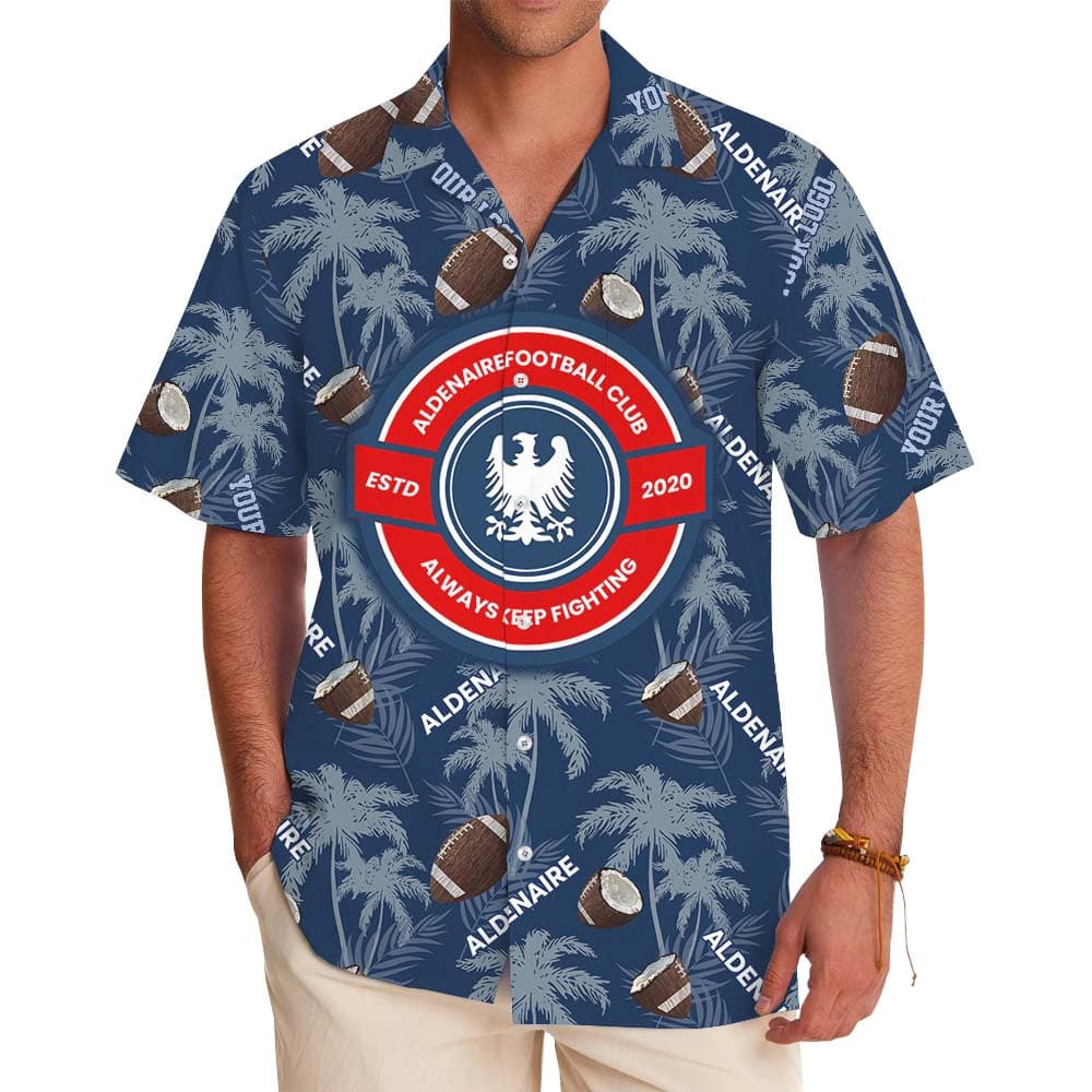Custom Logo And Text Football Hawaiian Shirt With Preview