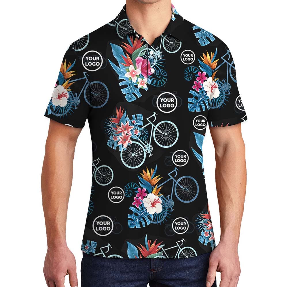 Custom Logo Cycling Floral Polo Shirt For Team