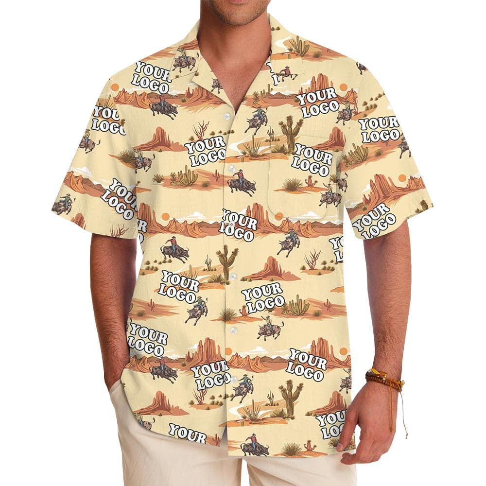 Custom Logo Desert Hawaiian Shirt Cowboy Theme