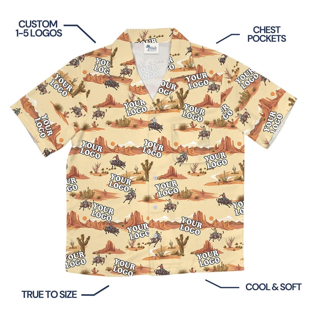 Custom Logo Desert Hawaiian Shirt Cowboy Theme
