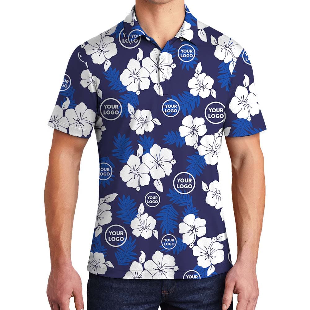 Custom Logo Navy Collared Polo Shirt With Preview