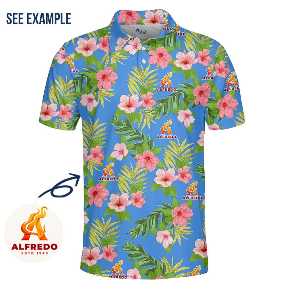 Custom Logo Team Collared Shirt With Floral Print