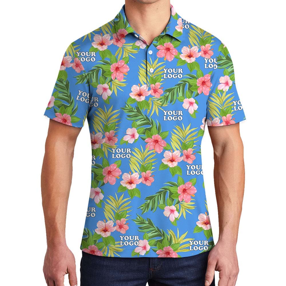 Custom Logo Team Collared Shirt With Floral Print