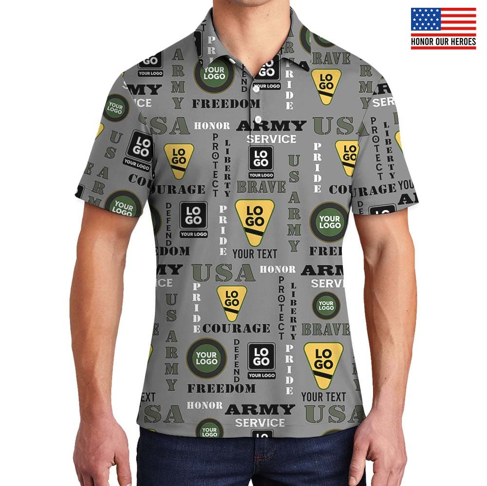 Custom Logo US Army Military Collared Polo Shirt