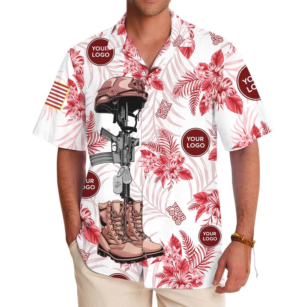 Custom Logo USMC Hawaiian Shirt With Preview