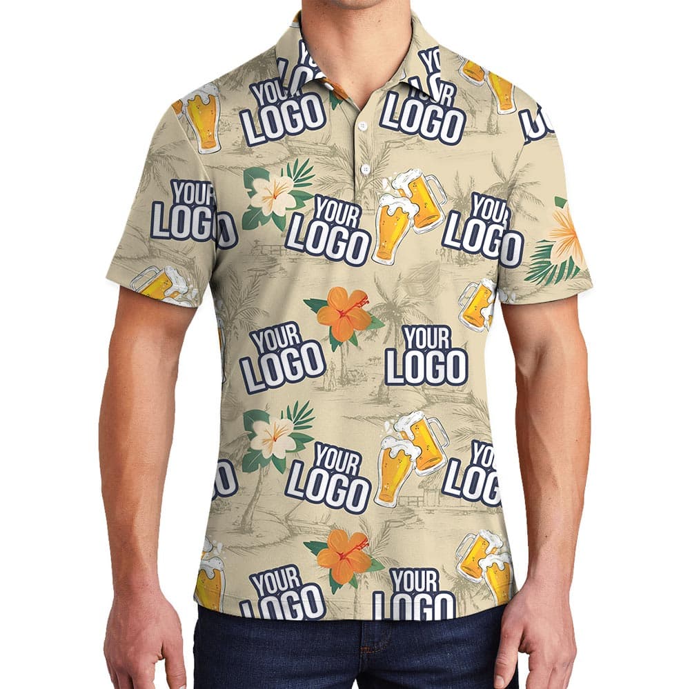 Custom Logo Yellow Beer Floral Polo Shirt